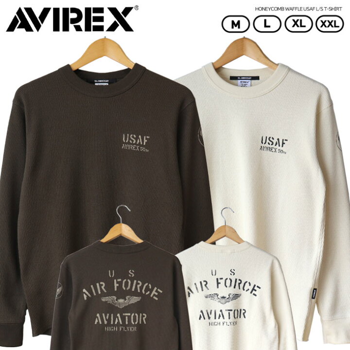 楽天市場】AVIREX アヴィレックス HONEYCOMB WAFFLE USAF L/S T-SHIRT 