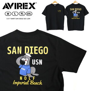 AVIREX �A���B���b�N�X S/S T-SHIRT SAN DIEGO SEA LION ����T�V���c T�V���c ���� �h�J �T���f�B�G�S �A�V�J �o�b�N�f�U�C�� �A�r���b�N�X �~���^���[ �A���J�W �J�W���A�� �X�g���[�g ���������� ����