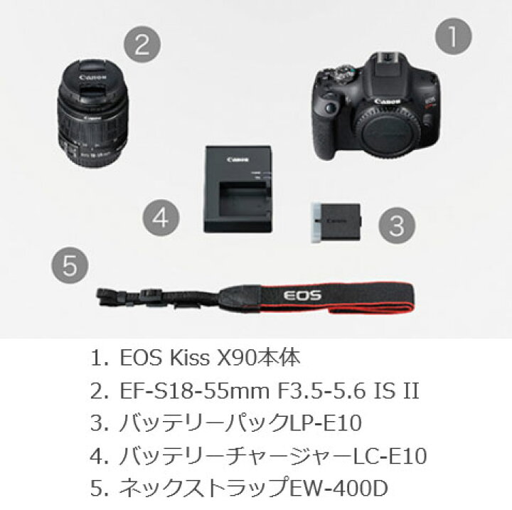楽天市場】キヤノン EOS Kiss X90(W)・EF-S18-55 IS II レンズキット  