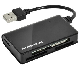 [メール便発送選択可]グリーンハウス USBカードリーダー GH-CRM1A-BK [ACアダプタ不要のバスパワーUSB2.0カードリーダ！micro-SD,メモリースティック Duoもアダプタ不要][02P05Nov16]