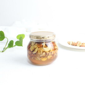 【最大8%OFFクーポン！9/30限定】ナッツ漬け 300g 国産蜂蜜 瓶詰 非加熱 4種のナッツ入りハチミツ