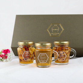 【最大750円OFFクーポン！12/8】はちみつ ギフト 国産100％ 天然 生はちみつ 贅沢3本セット 120g（花々の雫・ナッツ漬け・いちじく漬け）混ぜ物なし 非加熱 蜂蜜 国産蜂蜜 ハチミツ 国産 無添加 贈答用化粧箱入り ギフト 熨斗対応可