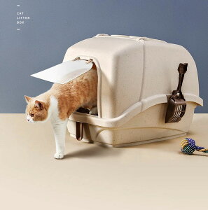 送料無料 猫 トイレ キャットトイレ 散らかりにくい ネコトイレ 本体 フルカバー 猫トイレ お掃除簡単 飛び散りにくい 大型猫 スコップ付き シンプル ペットトイレ おしゃれ 猫用品 ブルー