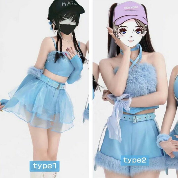 楽天市場 5タイプ k-pop 衣装 レディース セットアップ 大人 韓国 アイドル 衣装 青い 可愛い K-pop衣装 ダンス衣装 スカート オフショルダー へそ出し 水色 タンクトップ ステージ衣装チアガール チームダンス ブルー 応援団 ギャル服 ジャズダンス hiphop 三木