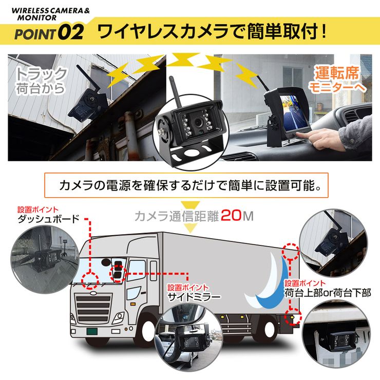 楽天市場トラック用 バックカメラ モニター ドライブレコーダー