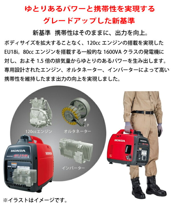 楽天市場】ホンダ 発電機 EU18i 正弦波インバーター搭載 EU18ITJN 新品 