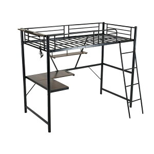システムベット ロフトベッド シングル 大人用 コンセント付き デスク付き ラック棚付き 耐荷重150kg 高さ170cm 北欧風 子供ベッド 二段ベッド 大人ベッド 一人暮らし 子供部屋二段ベッド スチ