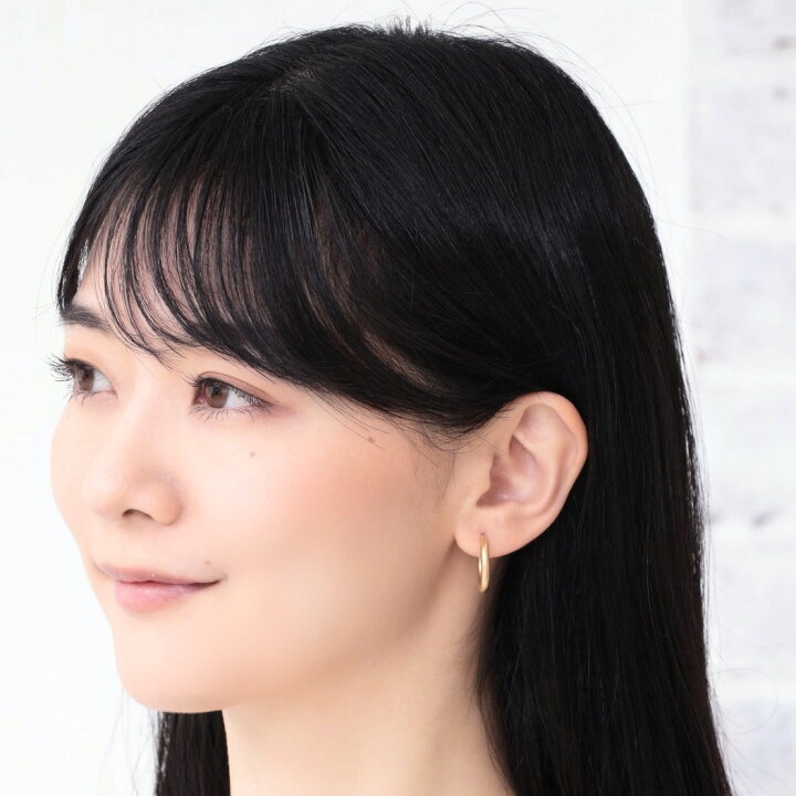 楽天市場】フープピアス 太め 18k K18 18金 ゴールド パイプ フープ 
