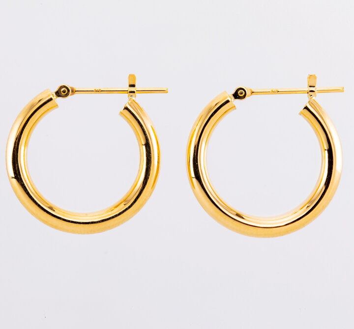 楽天市場】フープピアス 太め 18k K18 18金 フープ ピアス 太さ3mm 