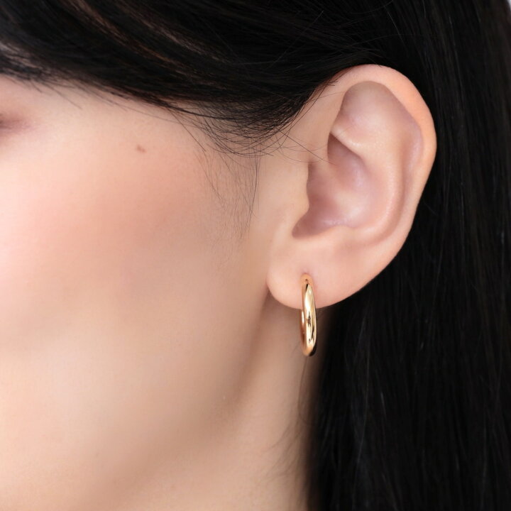 楽天市場】フープピアス 太め 18k K18 18金 フープ ピアス 太さ3mm 