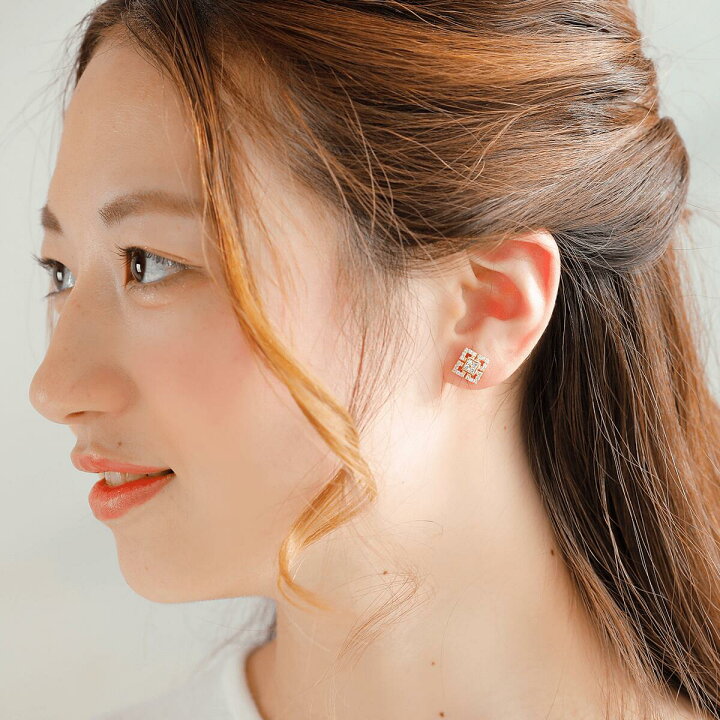 楽天市場】ダイヤモンド ダイヤ ピアス 18金 K18 スタッドピアス 四角 