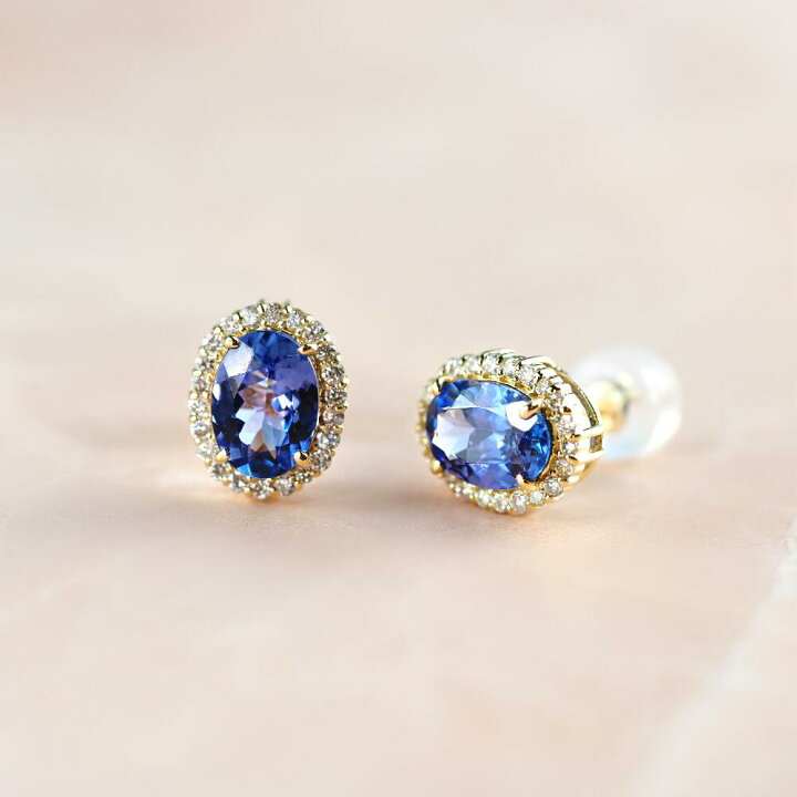 楽天市場】タンザナイト ピアス 18金 k18 ダイヤダイヤ取り巻き 18k 