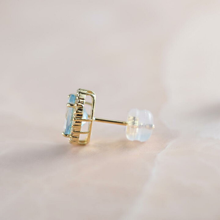 楽天市場】アクアマリン ピアス 18金 k18 ダイヤダイヤ取り巻き 18k