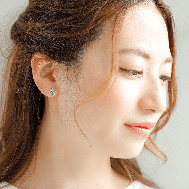 楽天市場】アクアマリン ピアス 18金 k18 ダイヤダイヤ取り巻き 18k 