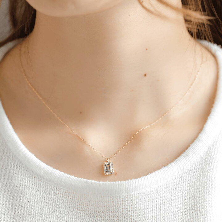 楽天市場】アクアマリン ネックレス k18 ダイヤ ダイヤ取り巻き 18k 18  
