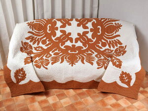 ハワイアンキルト キット しつけ済み ベッドカバー 生地 ベッドスプレッド ハンドメイド 【完成品ではございません】
