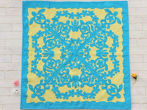 ハワイアンキルト キット しつけ済み ベッドカバー 生地 ベッドスプレッド ハンドメイド 【完成品ではございません】