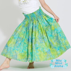 フラダンス パウスカート日本製手染め ハワイアン生地使用 高品質 フラ 衣装 ステージ 発表会 練習用 レディース 上品カラー ハンドメイド スカート