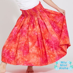 フラダンス パウスカート日本製手染め ハワイアン生地使用 高品質 フラ 衣装 ステージ 発表会 練習用 レディース 上品カラー ハンドメイド スカート