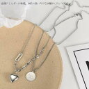 2本セット 3way サージカルステンレス ネックレス レディース メンズ 金属アレルギー コイン メダル ハート 大人 シンプル ニ連ネックレス 2連チェーン ベネチアン 小豆 ステンレス ネックレスチェーン つけっぱなし 錆びない 華奢 おしゃれ バレンタイン ホワイトデー