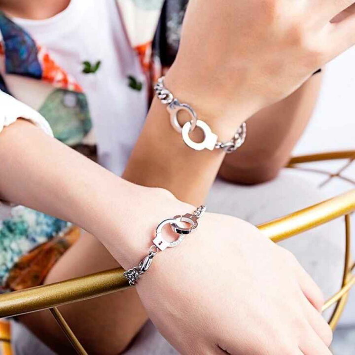 楽天市場】ペアブレスレット ステンレス 金属アレルギー 手錠 