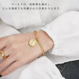 メダル コイン ブレスレット サージカルステンレス 金属アレルギー対応 レディース メンズ シンプル k18 金 メッキ ピンクゴールド ゴールド シルバー ステンレスブレスレット メダルチャーム カジュアル かわいい おしゃれ 誕生日 記念日 プレゼント ユニセックス シンプル