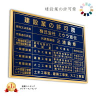 建設業の許可票　ロイヤルブルー　送料無料　選べる4書体・4枠　撥水加工　錆びない　看板　法定サイズク…