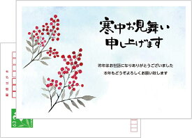 寒中見舞い ハガキ 官製 10枚セット・寒中見舞いはがき（なんてん）切手付 切手不要 10枚 セット イラスト付