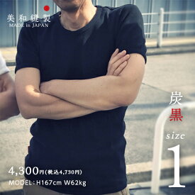 Tシャツ メンズ 無地 日本製 超厚手【美和縫製 無地Tシャツ 炭黒（黒）／ 1】8.5オンス 透けない tシャツ 綿100% 半袖 8.5oz 厚手 ヘビーウェイト ギフト 送料無料