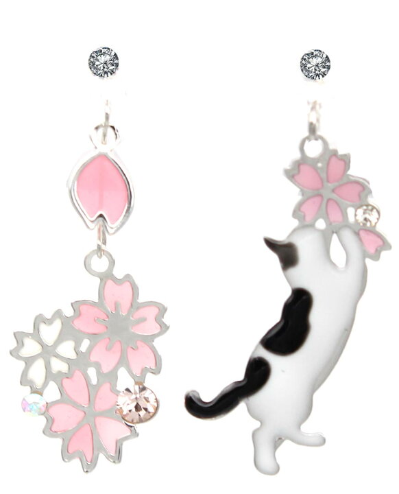 楽天市場】イヤリング ピアス ねこ キャット 猫 cat アシンメトリー 