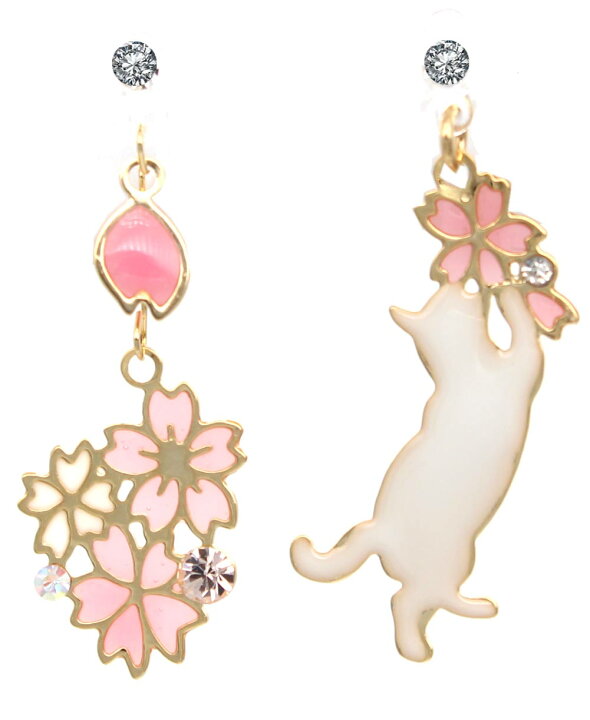 楽天市場】イヤリング ピアス ねこ キャット 猫 cat アシンメトリー 
