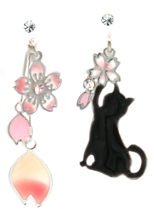 楽天市場】イヤリング ピアス ねこ キャット 猫 cat アシンメトリー 