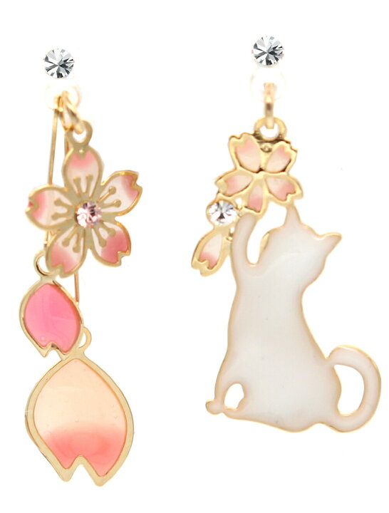 楽天市場】イヤリング ピアス ねこ キャット 猫 cat アシンメトリー 