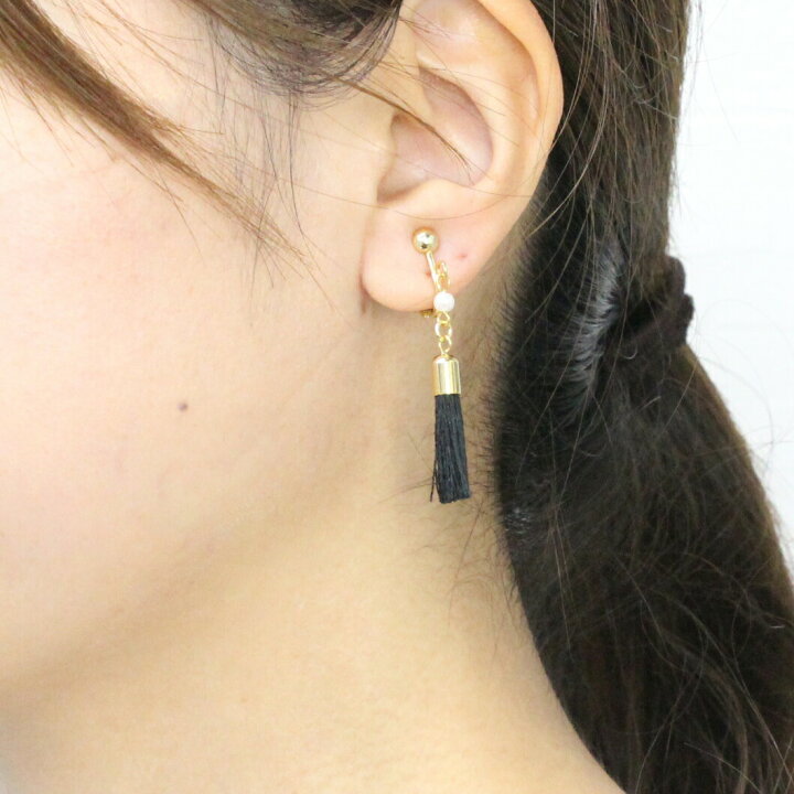 楽天市場】タッセル フリンジ パール ストーン フック ピアス 