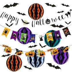 ハロウィン 飾り 飾り付け 豪華21点セット 飾りつけ 装飾 ハニカムボール ガーランド オーナメント コウモリシール ディスプレイ パーティー イベント Halloween ハロウィーン