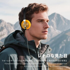有線ヘッドホン スタイリッシュレトロデザイン 高品質ステンレスヘッドバンド カスタマイズ可能 軽量 レトロ 持ち運び便利 Android & IOSのスマホ