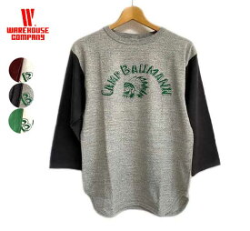 WAREHOUSE　ウエアハウス　4800 七分袖 ベースボール Tシャツ CAMP BAUMANN