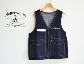 HELLER'S CAFE　ヘラーズカフェ　1940's Bag-pocket Hunting Vest INDIGO DENIM (OR)　デニムベスト