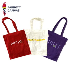 PARROT CANVAS　パロットキャンバス　Flower Embroidery square tote　刺繍 コットン トートバッグ