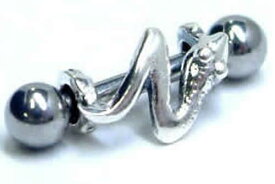 銀蛇 ストレートバーベル 16ゲージ 16G 軟骨ピアス アンテナ ヘリックス 眉ピアス アイブロウ アイブロー ボディピアス メンズ レディース シールド デコレーション 低アレルギー サージカルステンレス316L ヘビ へび スネーク スネイク 18Gに変更可能