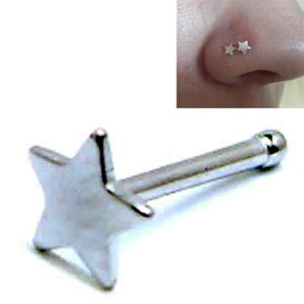 スターピン鼻ピアス/20ゲージ 星 20G ノーズスタッド ノーズピアス ボディピアス 金属アレルギー メンズ レディース　サージカルステンレス316L ノストリル ストレート 真っ直ぐ 細い 彼氏 彼女 ノーズピアス プレゼント ギフト 銀色 シルバーカラー 定番