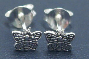 ミニバタフライシルバーピアス/1ペア 蝶 小さいチョウチョウ 20G 20ゲージ シルバー925 スターリングシルバー メンズ レディース キャッチピアス オリジナル 高級 銀 軟骨 ヘリックス スタッド