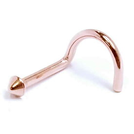 [ ピンクゴールド 鼻ピアス ボディピアス ] ノーズスクリュー鼻ピアス コーンヘッド 1個販売 スパイク シンプル 小さい プレーン 18ゲージ 18G ボディーピアス サージカルステンレス316L メンズ レディース 女子人気 ノストリル カーブシャフト 曲がる スクリュウ ツイスト