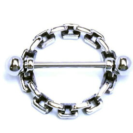 [ 14G ニップル 乳首 ] 連環ニップルピアス ストレートバーベル シールド 1個販売 14ゲージ 胸 乳輪 ボディピアス メンズ レディース サージカルステンレス316L ボディーピアス 乳首ピアス ジュエリー アクセサリー 別売り16Gに変更可能