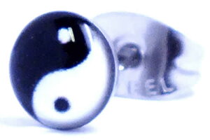 YINYAN ステンレスピアス/1個販売 陰陽 太極図 白黒 太極拳 ブラック ホワイト 丸型 人気 光と影 サージカルステンレス316L 20G 20ゲージ メンズ レディース ペア 金属アレルギー 耳 軟骨 スタッド