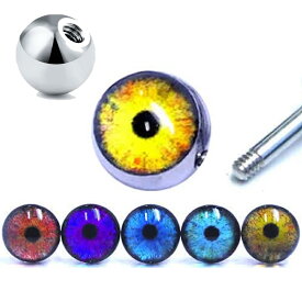 [14G用 ボディピアス用ネジパーツ] デビルアイねじボール 1個販売 14ゲージ 悪魔の目 龍の眼 目玉 眼 キャッチ サージカルステンレス316L ネジ式 メンズ レディース バーベル用 サーキュラー用 ラブレット用 へそピアス用 止め具 留め具 ネジ穴 DIY オリジナル 組み換え