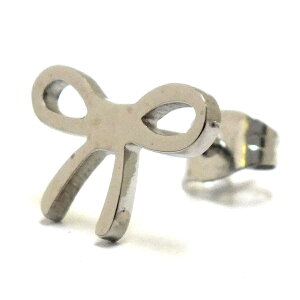 大きなリボンステンレスピアス 1個販売 20G 20ゲージ サージカルステンレス レディース キャッチピアス 軟骨 耳たぶ ビッグ りぼん 可愛い 大人 金属アレルギー キャッチタイプ スタッド 彼女