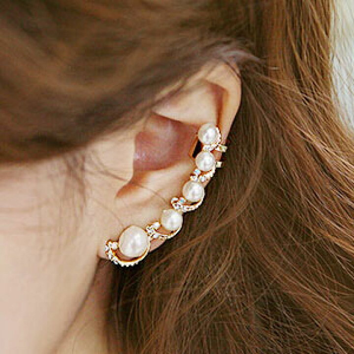 楽天市場】ビジューパールイヤーフックピアス 真珠 クリスタル CZ  