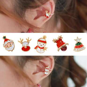クリスマスイヤーカフ 1個販売 イヤリング イヤークリップ フェイクピアス 耳 軟骨 メンズ レディース 穴あけ不要 挟む はさむ イヤーカフ ノンホールピアス ノンホールイヤリング あけない サンタクロース トナカイ クリスマスツリー ユキダルマ 雪だるま ベル 鐘 Room