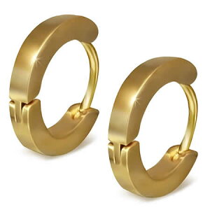 細身でシンプルなイエローゴールドフープピアス(スリム) 1個販売 プレーン 定番サイズ 18G 18ゲージ 耳 軟骨 リングピアス サージカルステンレス316L レディース メンズ ステンレスピアス